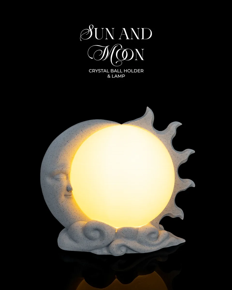 Sun and Moon - Crystal Ball Holder & Lamp