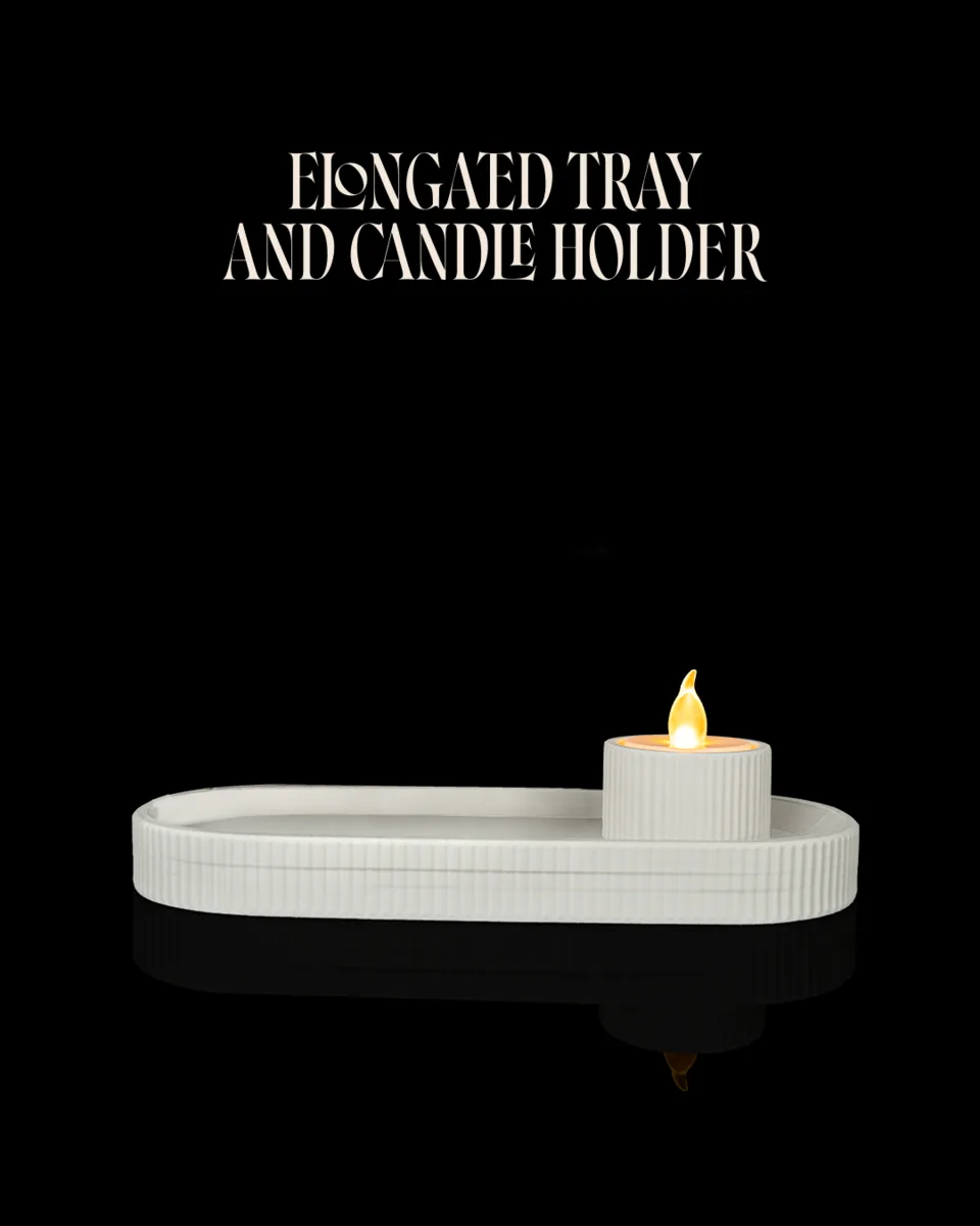 Elongated Tray and Candle Holder