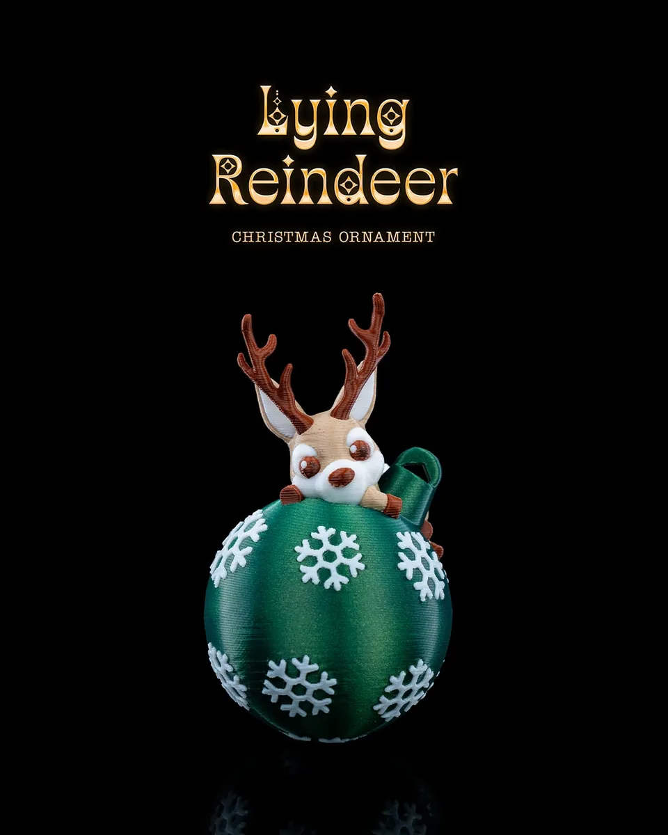 Lying Reindeer Christmas Ornament