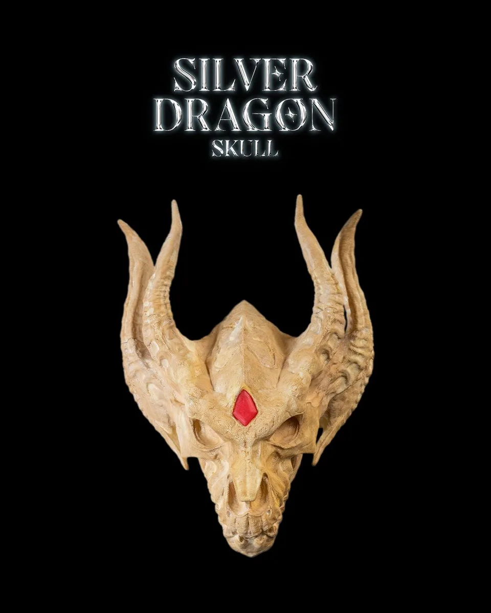 Silver Dragon Skull