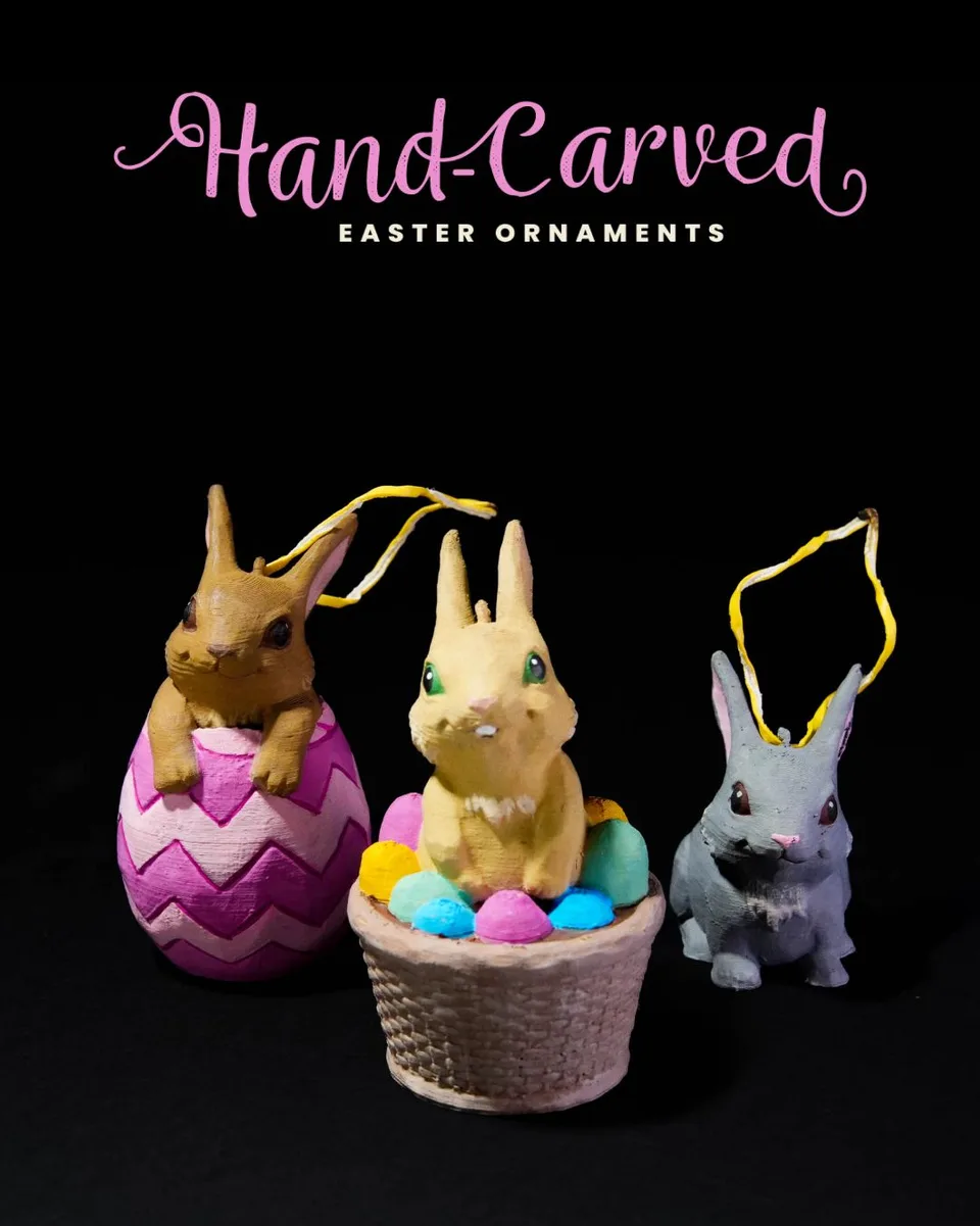 “Hand-carved” Easter Ornaments