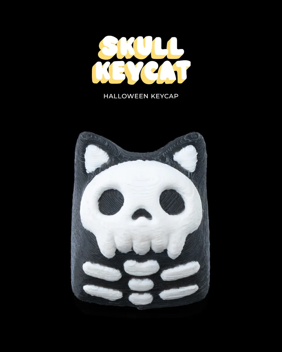 Skull Keycat Halloween Keycap