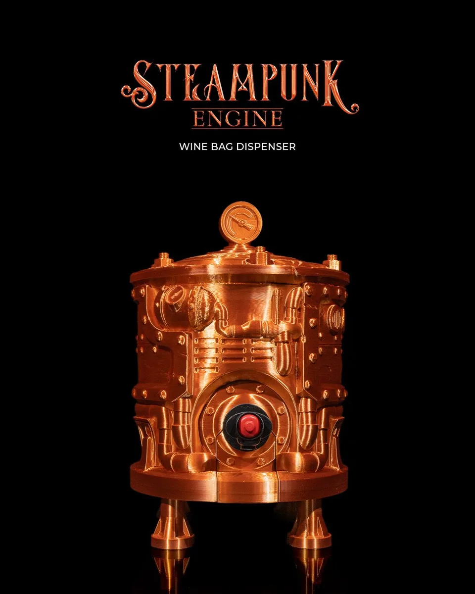 Steampunk Engine Wine Bag Dispenser