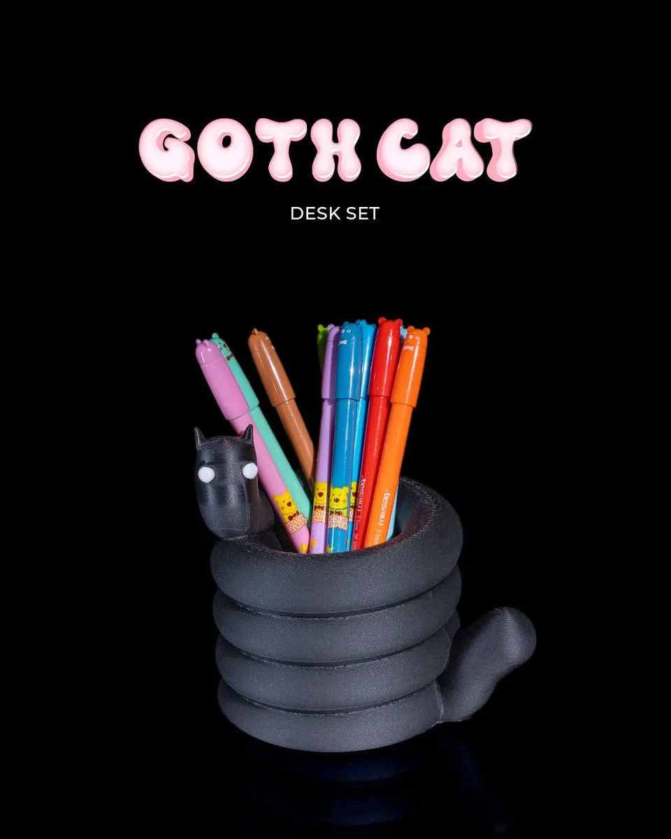 Goth Cat Desk Set