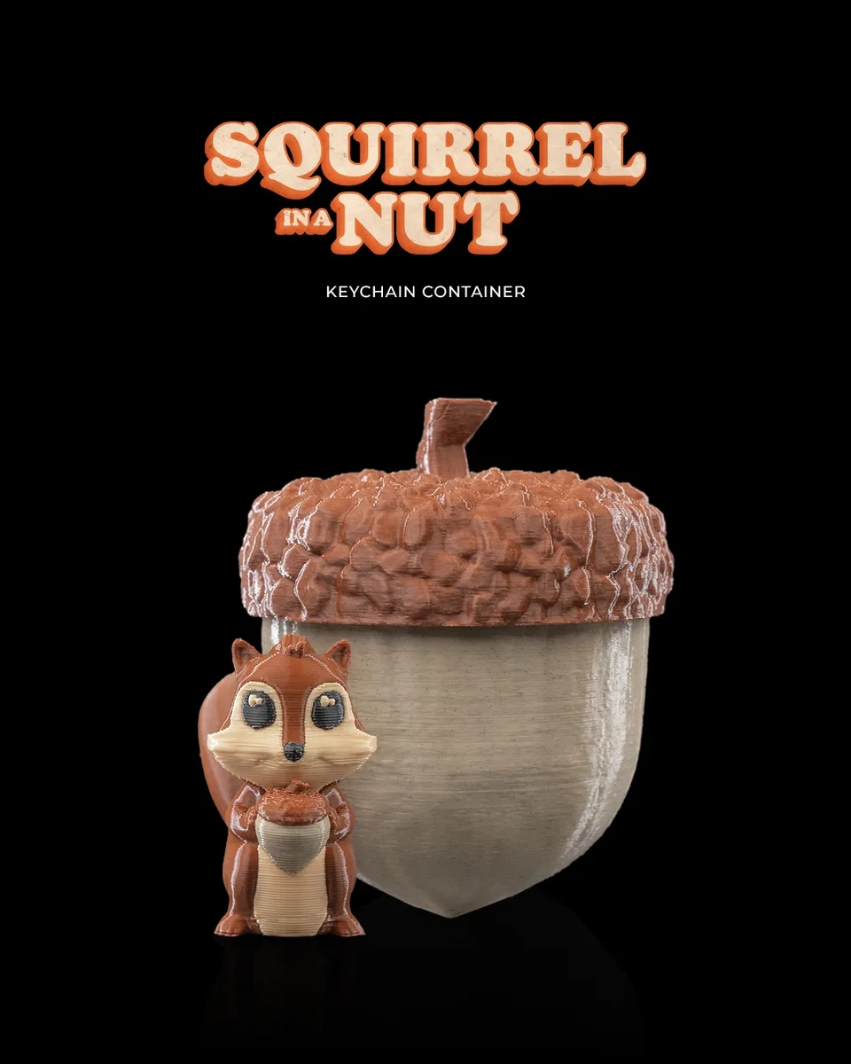 Squirrel in a Nut Keychain Container