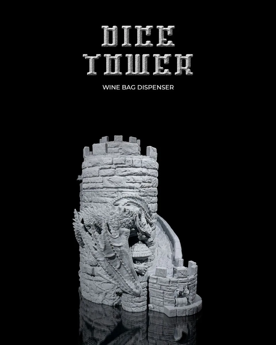 Dice Tower Wine Bag Dispenser