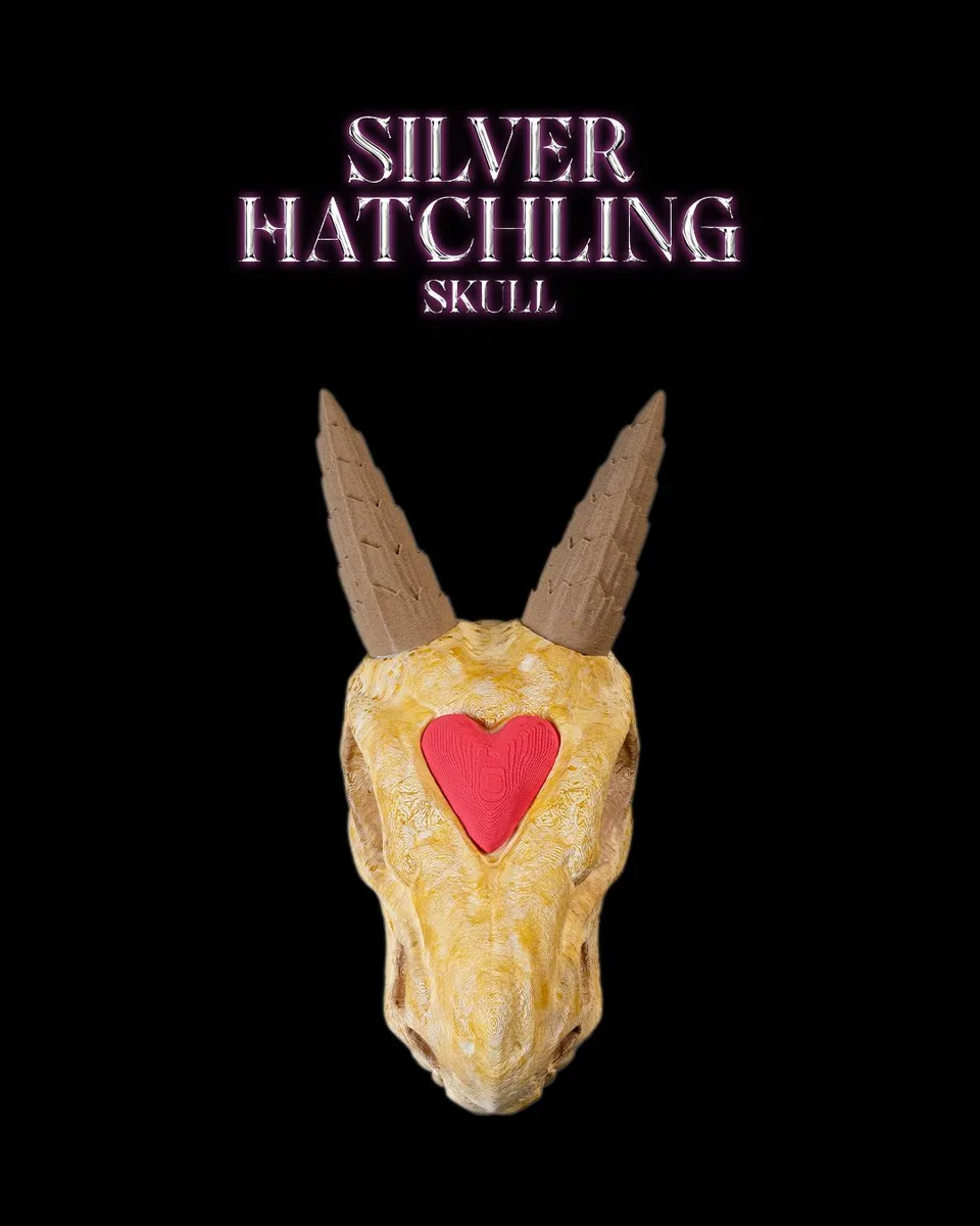 Silver Hatchling Skull