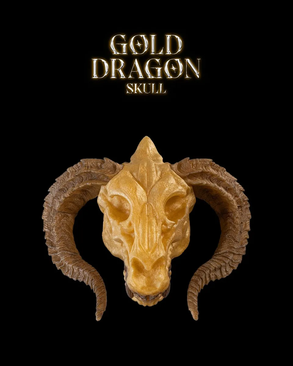 Gold Dragon Skull