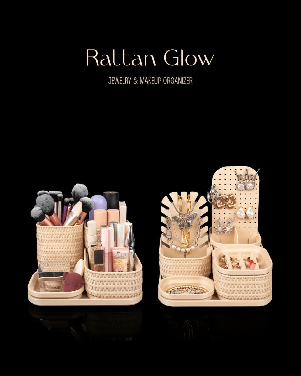 Rattan Glow - Jewelry & Makeup Organizer