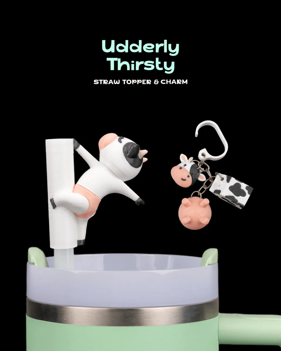 Udderly Thirsty - Straw Topper & Charm